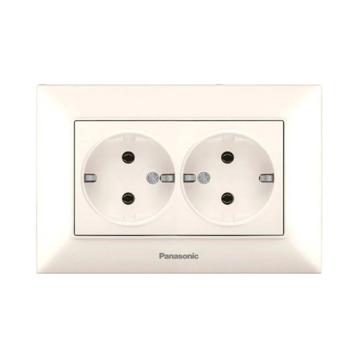 Розетка 2-а з/з кремовий Panasonic Arkedia Slim WNTC02052BG-UA