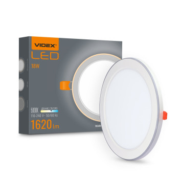 Світильник вбуд. з декор підсвіткою LED VIDEX DL4R 18W+6W 5000K+2700K 220V VL-DL4R-1852 (485524)