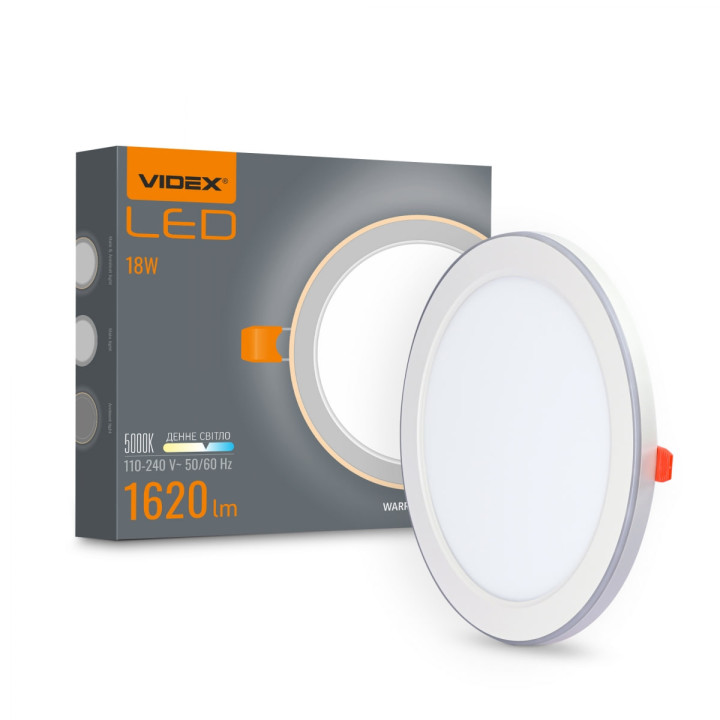 Світильник вбуд. з декор підсвіткою LED VIDEX DL4R 18W+6W 5000K+2700K 220V VL-DL4R-1852 (485524)