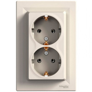 Розетка Schneider ASFORA 2-а з з/з крем EPH9900123