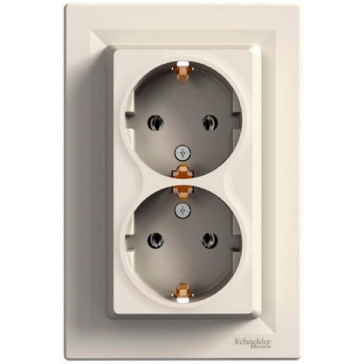 Розетка Schneider ASFORA 2-а з з/з крем EPH9900123