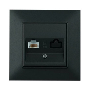 Розетка комп'ютерна RJ45 CAT5e чорна Panasonic Arkedia Slim WNTC04042BL-UA