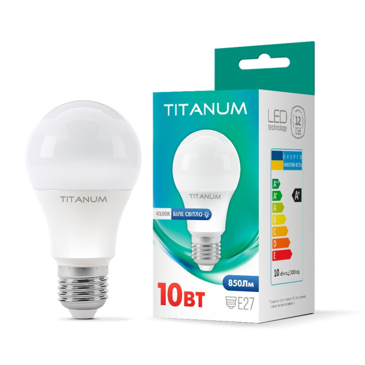 Лампа світлодіодна Titanum A60 10W 4100K 12V E27, (482264)
