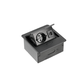Подовжувач вбудований GTV, 1 розетка. schuko, USB A+C 1,5 м, чорний