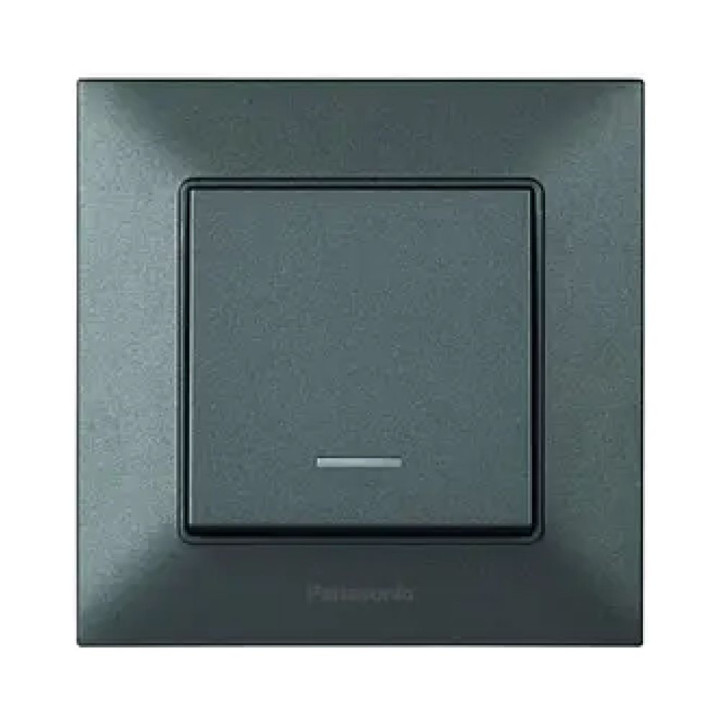 Вимикач 1-й чорний з підсвіткою Panasonic Arkedia Slim