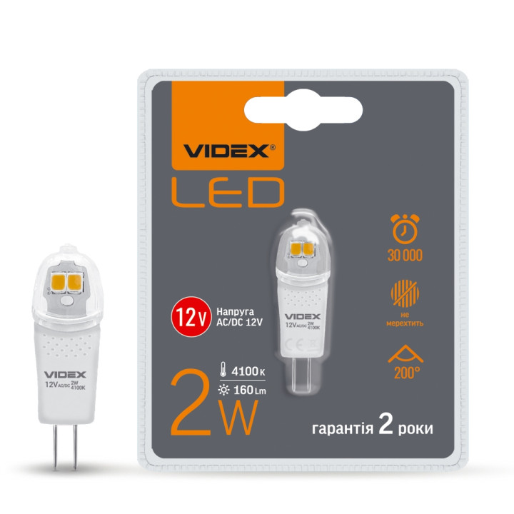 Лампа світлодіодна Videx G4C 2W 12V 4100K (299013)