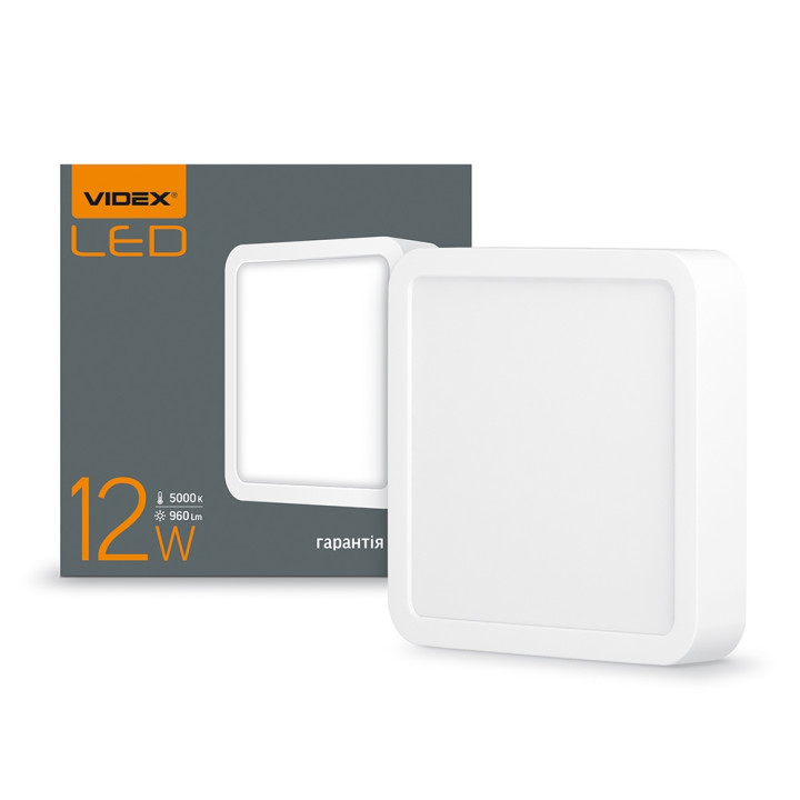 Світильник світлодіодний накладний VIDEX 12W  5000K квадрат 220V VL-DLSS-125 (294094)