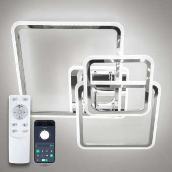 Люстра LED  LUMINARIA SONNE 90W 4S APP 525/525 CHROME 220V IP20, 3000-6500K, з пультом,хром.