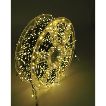 Гірлянда LED 1500 "Роса-мішура" 50м теплий білий ,зелений провід + пульт 1971-07
