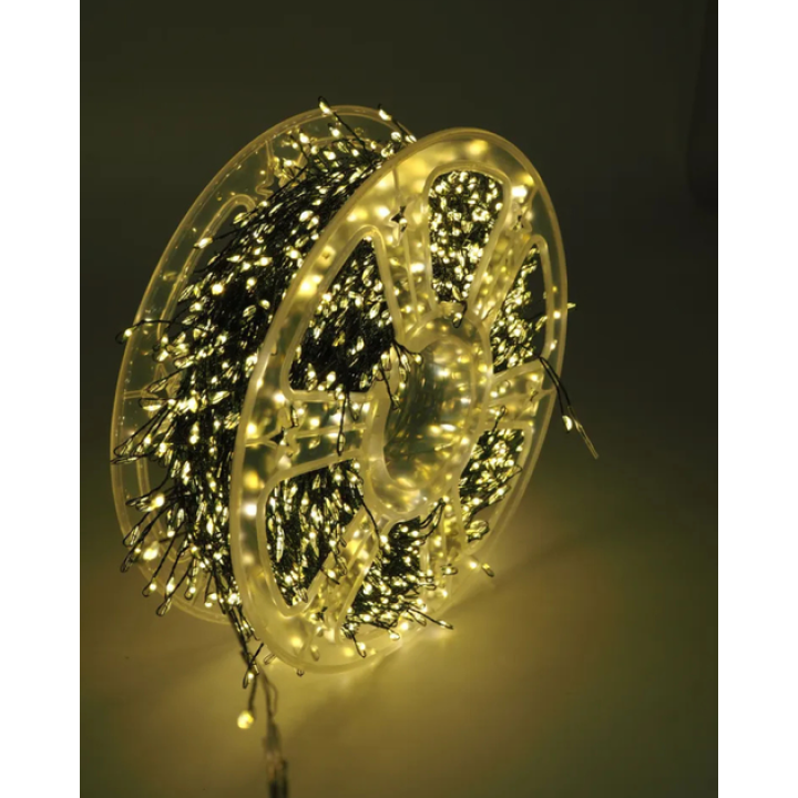 Гірлянда LED 1500 "Роса-мішура" 50м теплий білий ,зелений провід + пульт 1971-07