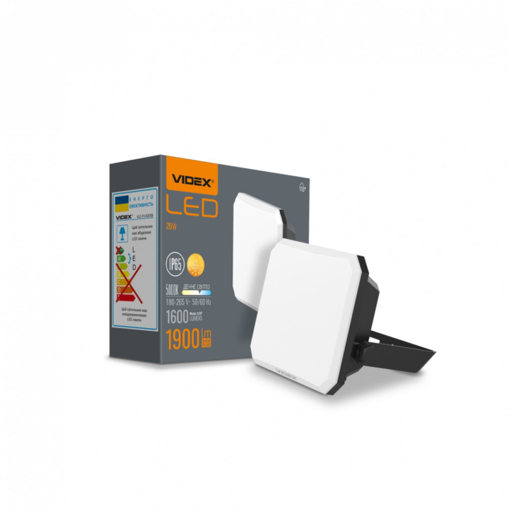 Прожектор VIDEX LED 20W 5000K 220V Black VLE-F3-0205B (542439)