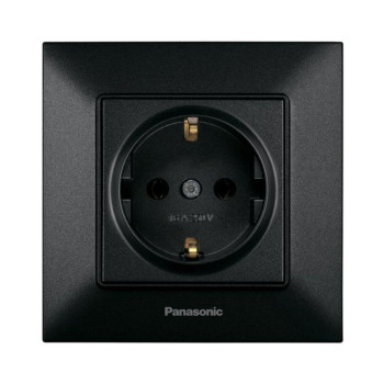 Розетка 1-а з/з  чорна Panasonic Arkedia Slim WNTC02022BL-UA