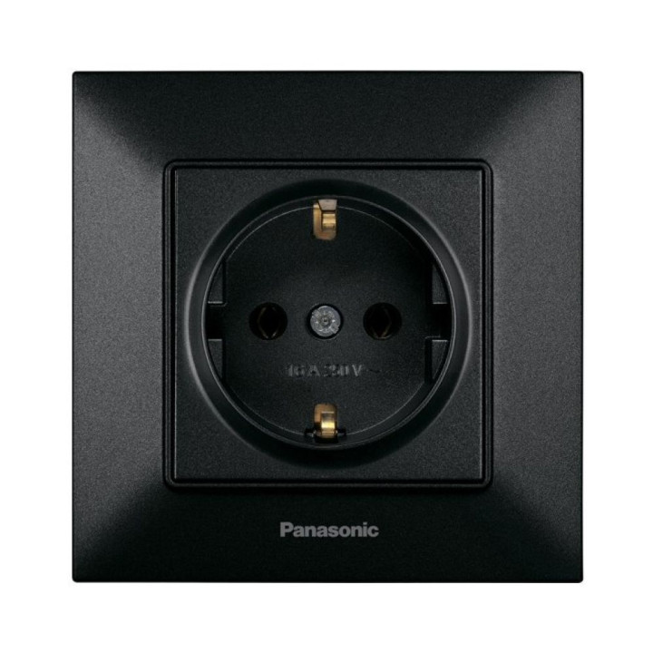 Розетка 1-а з/з  чорна Panasonic Arkedia Slim WNTC02022BL-UA