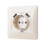 Розетка Videx Binera, крем, 1-на, із з.з., 2USB(VF-BNSK1GU2-CR) (296029)
