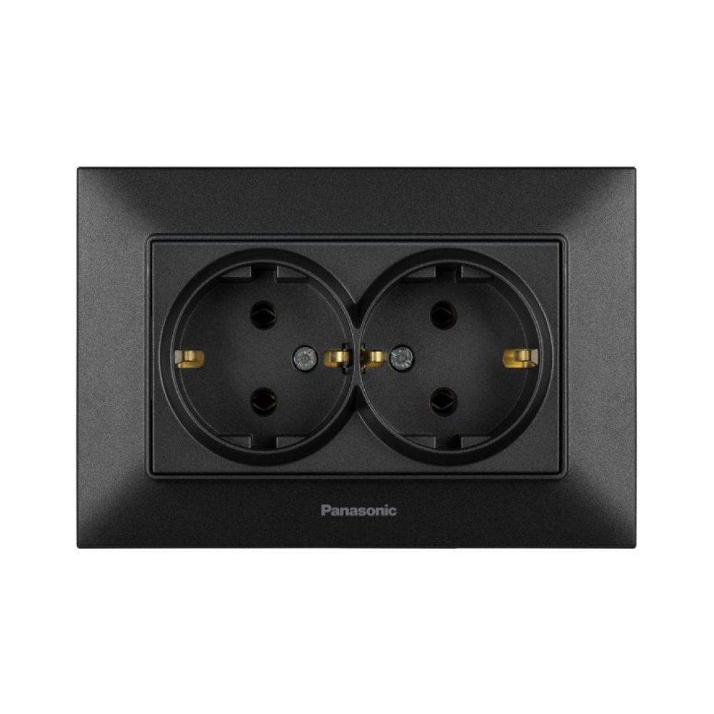Розетка 2-а з/з чорна Panasonic Arkedia Slim WNTC02052BL-UA купити