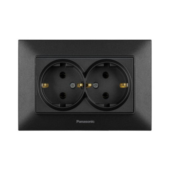 Розетка 2-а з/з чорна Panasonic Arkedia Slim WNTC02052BL-UA