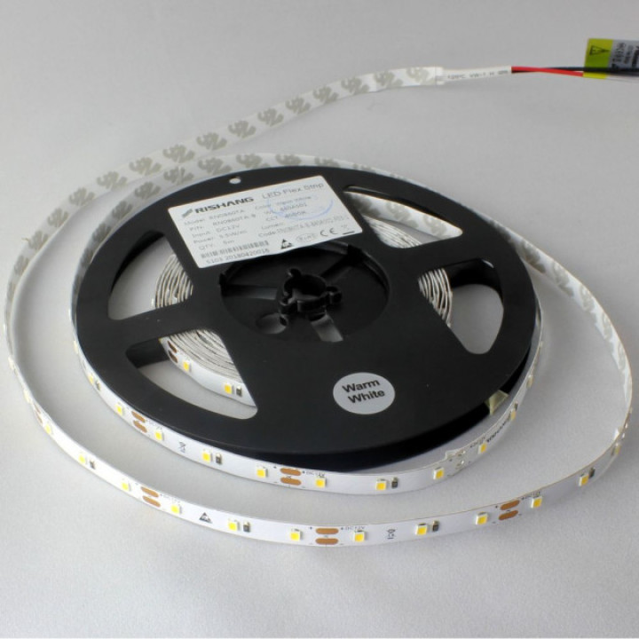 Стрічка LED RISHANG SMD 2835, 12V,60d/m,5.5W/m, 6500K , 530lm/m, IP33(RN0860TA-B)
