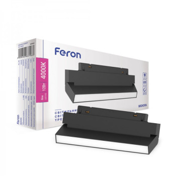 Магнітний трековий світильник Feron MGN306 12W 4000К 48V IP20 чорний