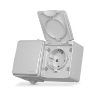 Розетка зовнішня Videx Binera IP65, 1-на, з.з.,і виключателем сіра (VF-BNW3-G)  298337