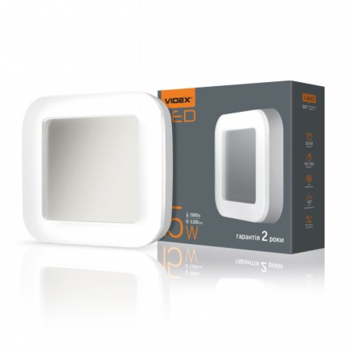Світильник світлодіодний Videx ART(ЖКХ) квадратний 15W 5000K 220V, (298344)
