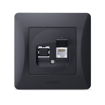 Розетка комп'ютерна Videx Binera RJ-45 одинарна чорний графіт, (295190)