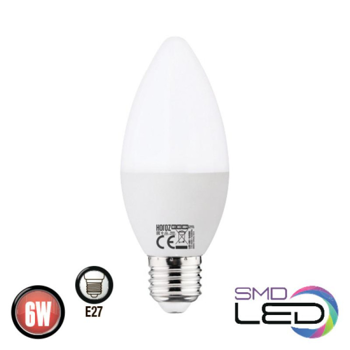 Лампа світлодіодна Horoz Ultra-6 C37 6W E27 4200К