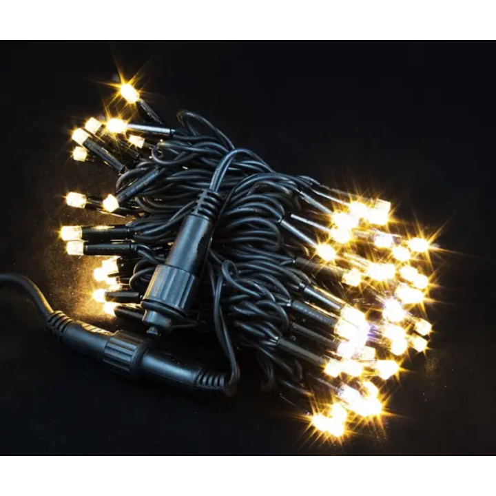 Гірлянда LED 100 вулична тепла біла, чорний дріт каучук 10м  1431-07