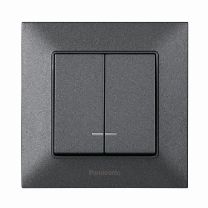 Вимикач 2-й димчастий з підсвіткою Panasonic Arkedia Slim WNTC00102DG-UA