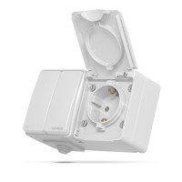 Розетка зовнішня Videx Binera IP65, 2-на, з.з.,і виключателем сіра (VF-BNW32-G)  298993