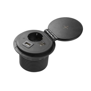 Подовжувач вбудований GTV CHARGER PLUS індукційна зарядка, USB A+C, HDMI, RJ45,1,5 м, чорний