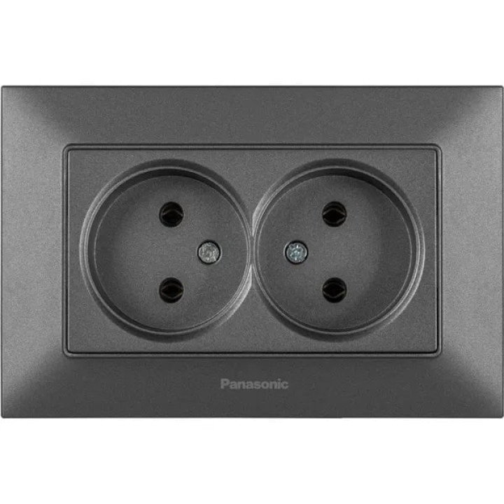 Розетка 2-а димчаста Panasonic Arkedia Slim