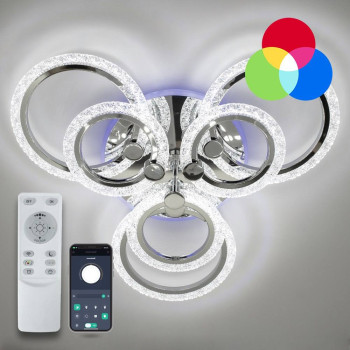 Люстра LED  LUMINARIA LILY RGB 90W 7R APP,3000-6500+RGB, 220V IP20 з пультом,хром