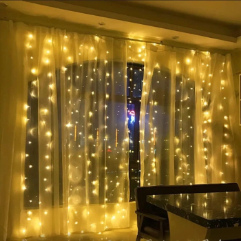 Гірлянда LED водоспад-роса 200LED 3*2м +USB ТЕПЛА БІЛА (10 ліній) 1564-07