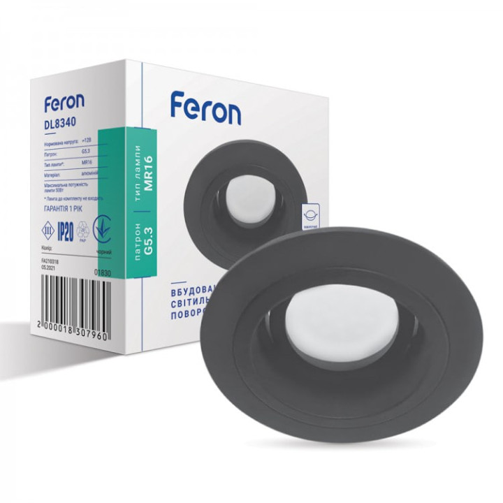 Світильник вбудований поворотний Feron DL8340 MR16/GU5.3 круг чорний
