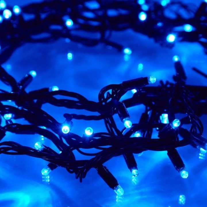 Гірлянда LED 100 вулична  синьо-біла чорний дріт каучук 10м  1431-23