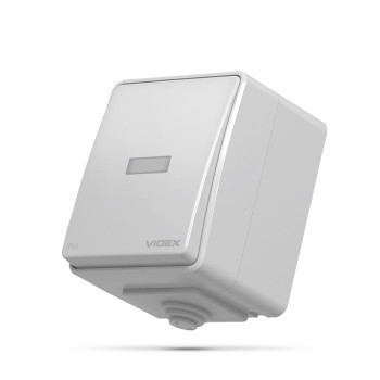 Вимикач зовнішній Videx Binera IP65, 1кл.з підсв. сірий (VF-BNW11L-G) (298979)