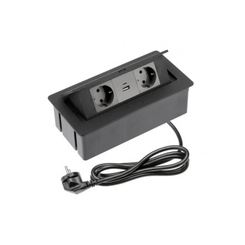 Подовжувач  GTV SOFT, 2 гнізда schucko,USB A+C, AE-PBSUC2GS-20NN