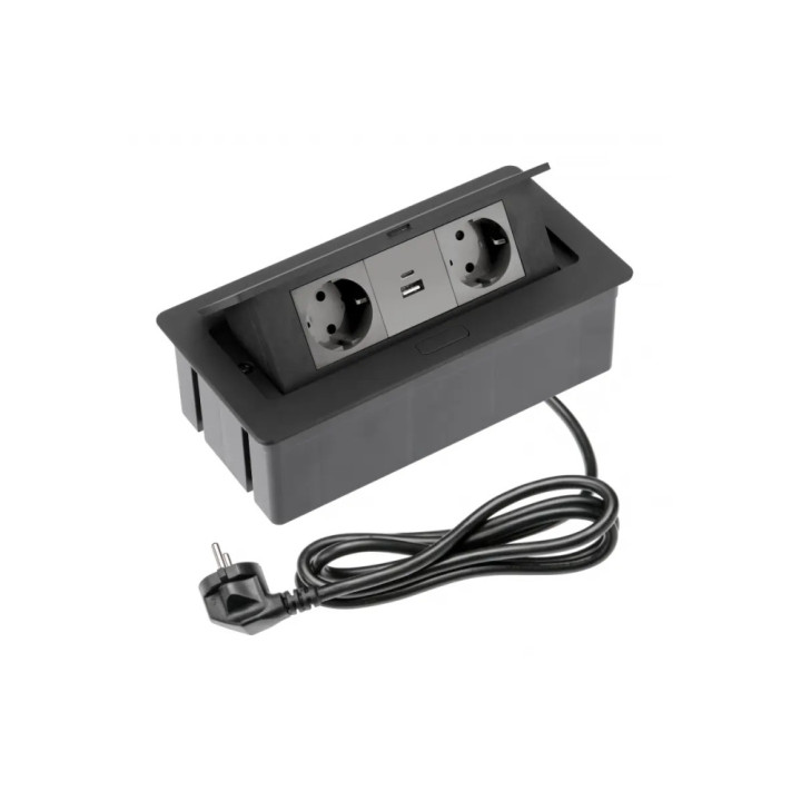 Подовжувач  GTV SOFT, 2 гнізда schucko,USB A+C, AE-PBSUC2GS-20NN