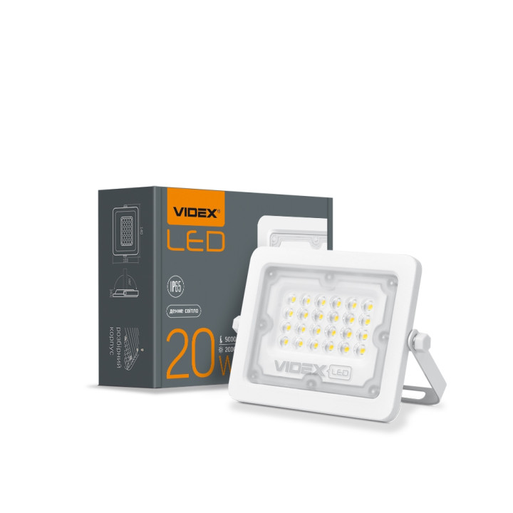 Прожектор VIDEX 20W 5000K 220V WHITE VL-F2E-205W, (480376)
