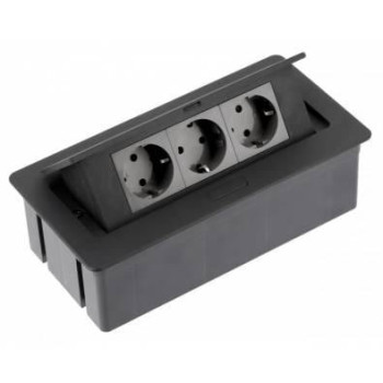 Подовжувач настільний GTV SOFT, 3х гн. schucko, чорний , AE-PBSC3GS-20NN