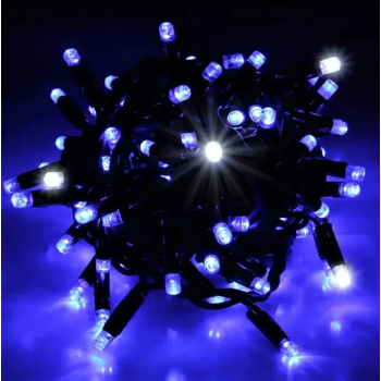 Гірлянда LED 100 вулична синя + Flash, чорний дріт каучук 10м 1431-020