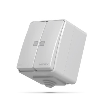 Вимикач зовнішній Videx Binera IP65 , 2кл. з підсвіткою сірий (VF-BNW12L-G) (298962)