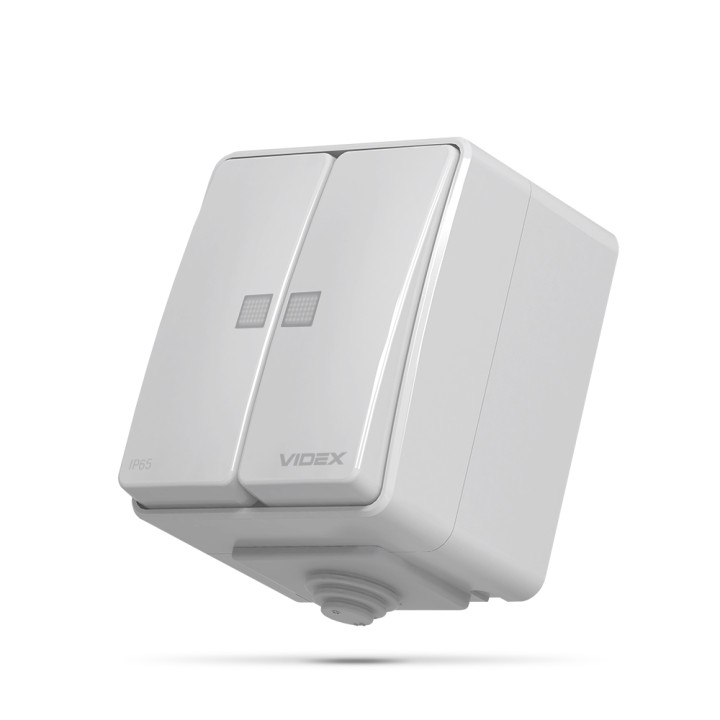 Вимикач зовнішній Videx Binera IP65 , 2кл. з підсвіткою сірий (VF-BNW12L-G) (298962)