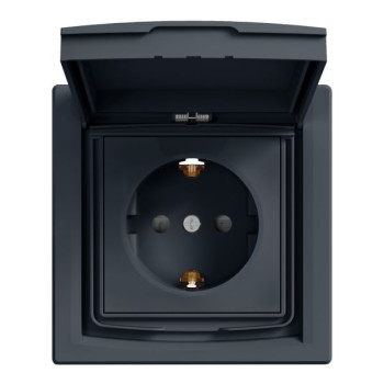 Розетка Schneider ASFORA 1-а з з/з з кришечкою IP44 Антрацит EPH3100371