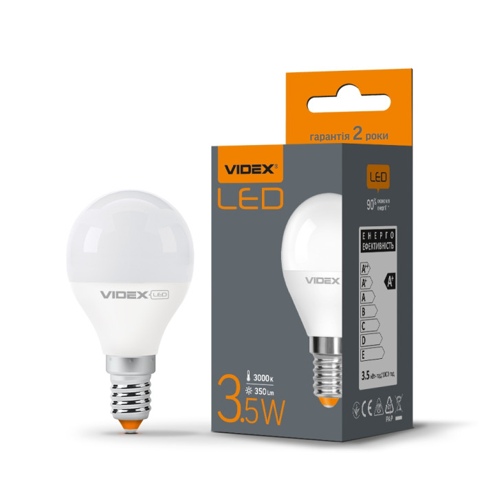 Лампа світлодіодна Videx G45E, 3.5W, E14, 3000K (292496)