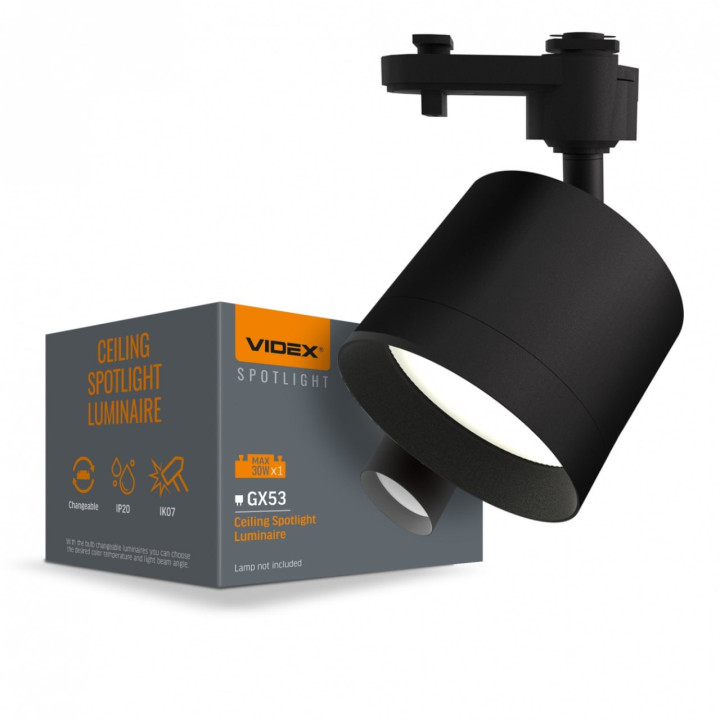 Світильник  трековий VIDEX під лампу GX53 VL-SPF17C-B ЧОРНИЙ  (484695)
