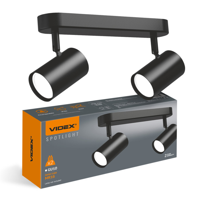 Світильник накладний поворотний VIDEX під лампу 2*GU10 VL-SPF05B-BPB чорний (487030)