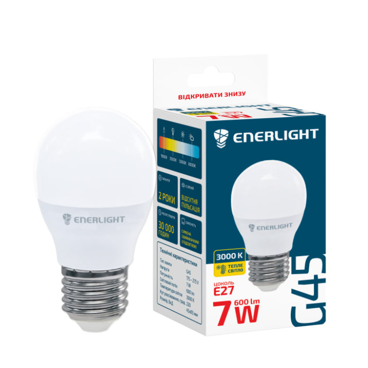 Лампа світлодіодна Enerlight G45 7W 3000K E27