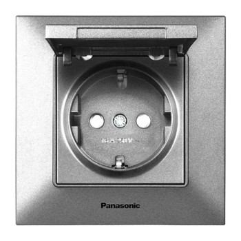 Розетка 1-а з/з з захисними шторками з кришкою срібна Panasonic Arkedia Slim