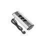 Подовжувач кутовий для офісу  GTV, 3 гнізда 2xUSB schucko, срібний , AE-PBKT3S2U-80